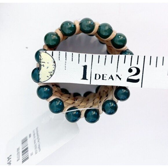 Pier 1 Woven Straw Napkin Rings With Green Beads Set Of 4 - Picture 4 of 5